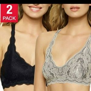 Lacy Bralette Combo Pack 2-for-1 Felina Wireless Racerback, Size Large